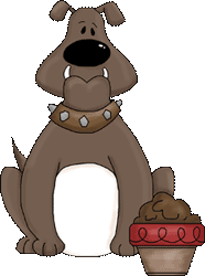 cartoon of dog with food bowl